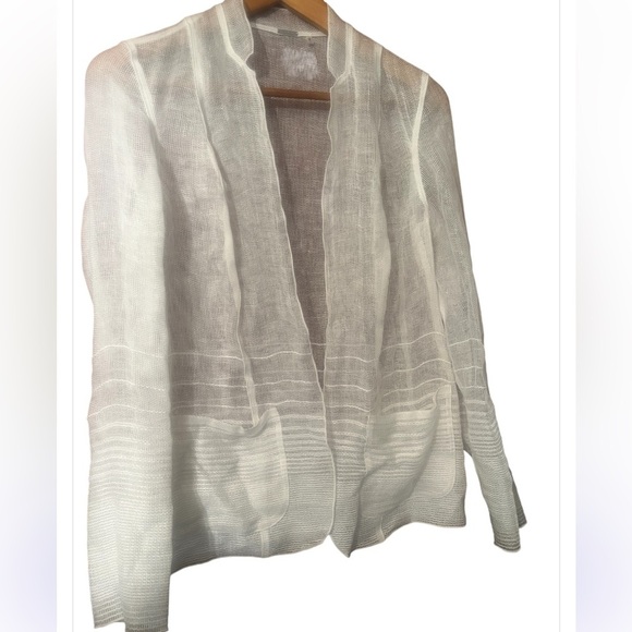 ELIE TAHARI sheer lightweight crochet Jacket Blazer pockets Sz 2 Women - Picture 2 of 7